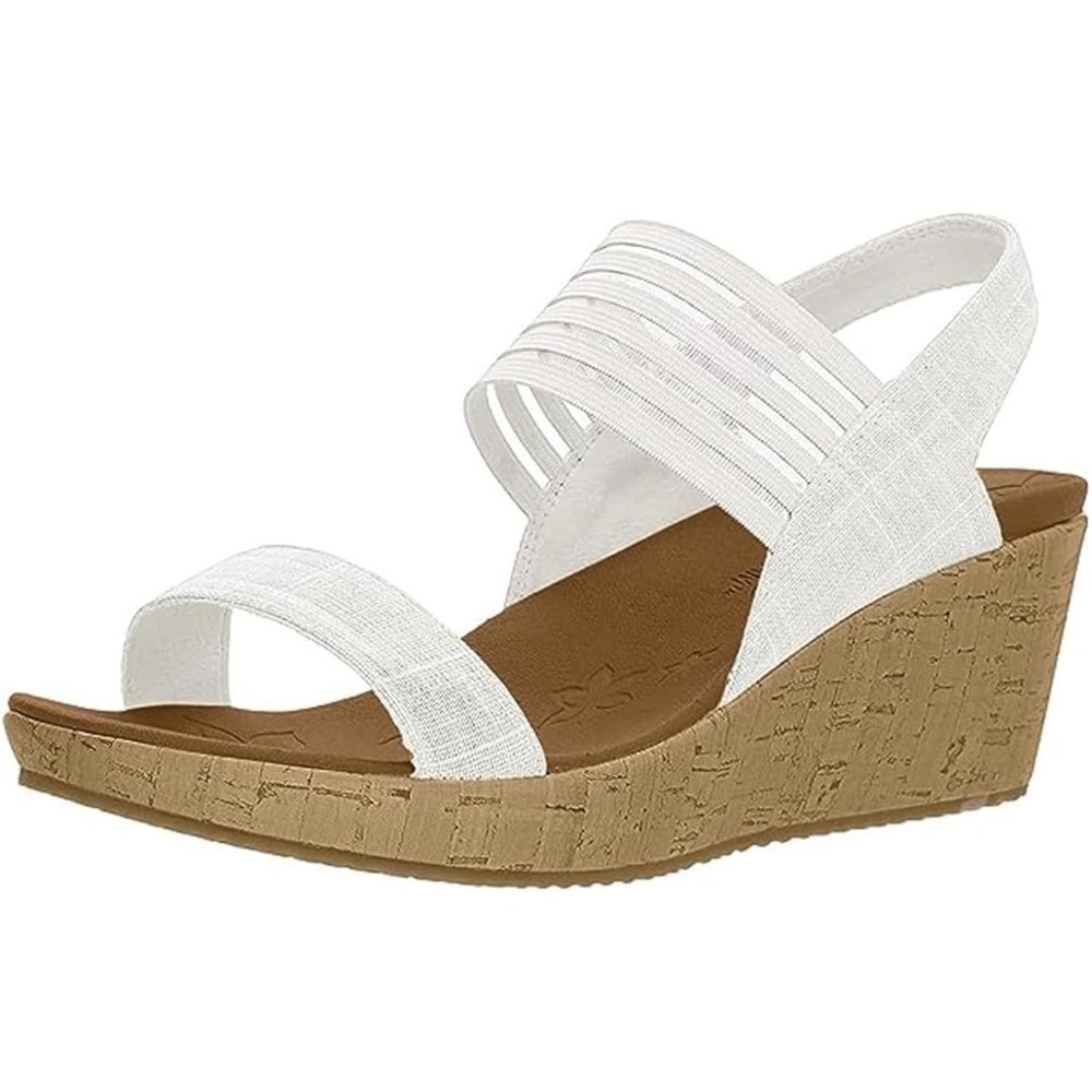 Skechers Cali wide fit White Wedge Sandals
